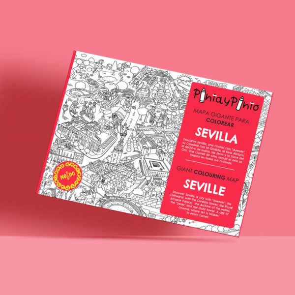 Mapa de Sevilla ilustrado de Pinta y Pinto para colorear