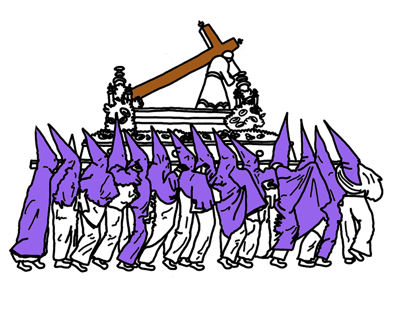 Ilustración de un paso a hombres de la Semana Santa en España.