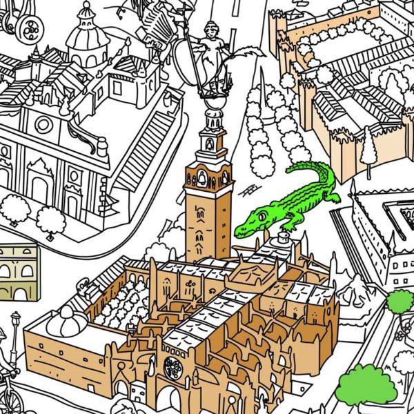 THE GIRALDA AND THE GIRALDILLO on the children's map of Seville