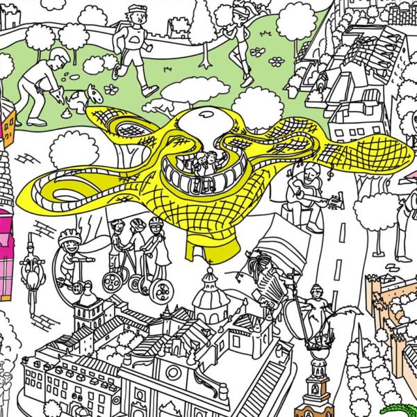 detail of the Metropol Parasol also known as "the mushrooms" on the colouring map of Seville by Pinta y Pinto