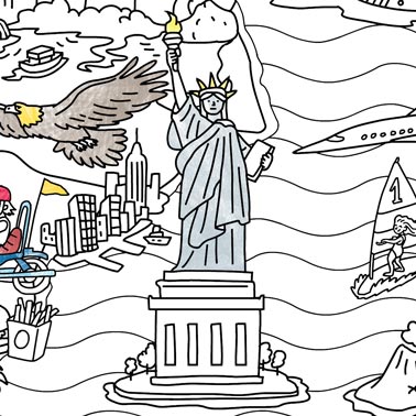 Illustration of the Statue of Liberty in New York, USA.