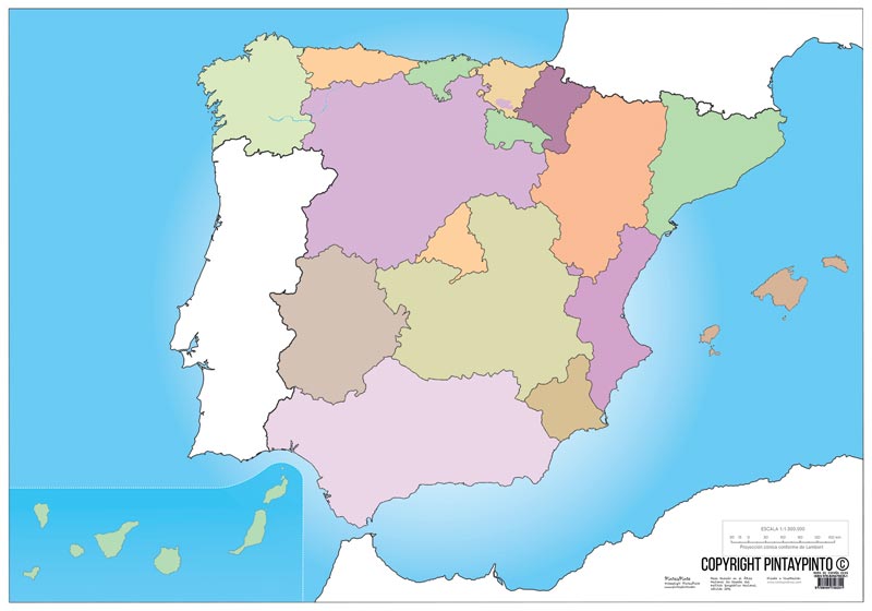 Mapa de las comunidades autónomas de España en el Mapa Mudo Interactivo España.