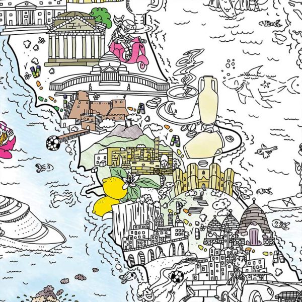 Amalfi coast, Alberobello, matera and southern part of Italy on Pinta y Pinto's colouring map of Italy