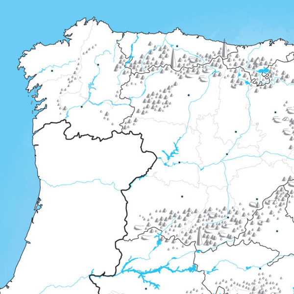 detail of the northwest of the country in the blank map of Spain