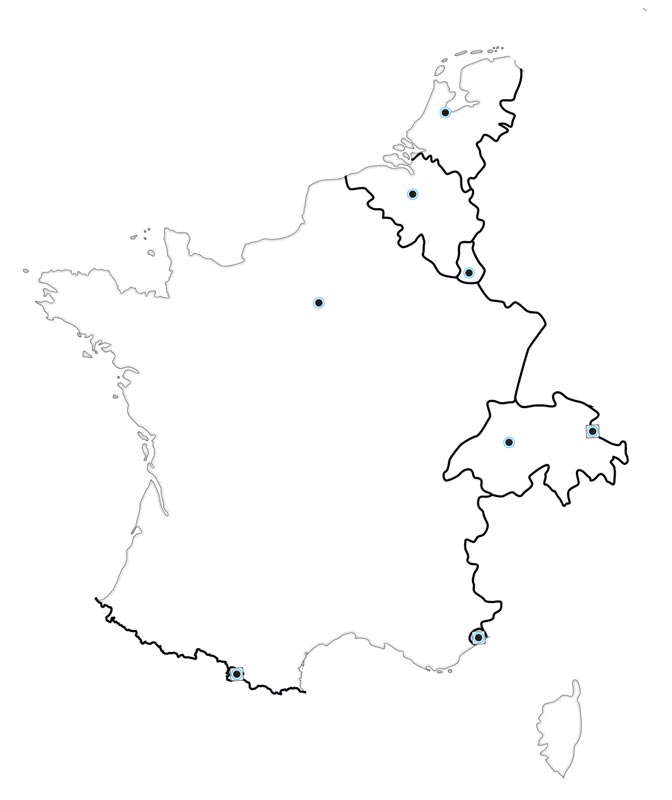 Descargable en PDF de países del mapa mudo de Europa, muestra de Francia.