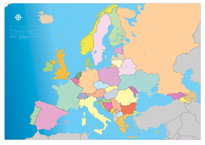 Interactive interactive map of Europe with colourful countries and borders.