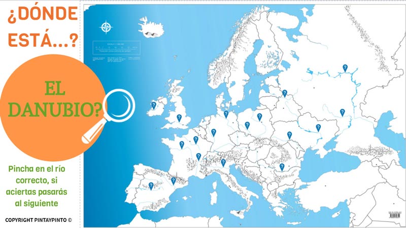 Interactive game to find the most important rivers in Europe.