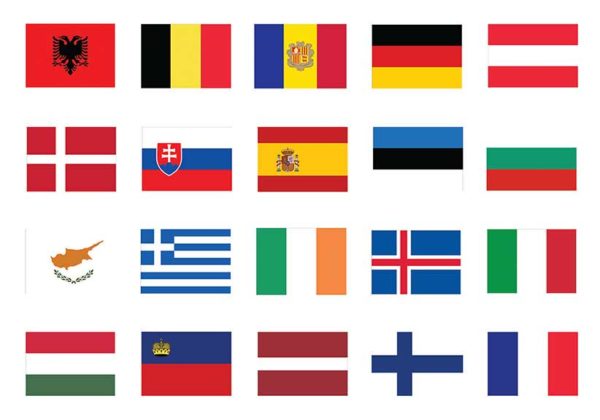 Downloadable PDF of the flags of the countries of Europe