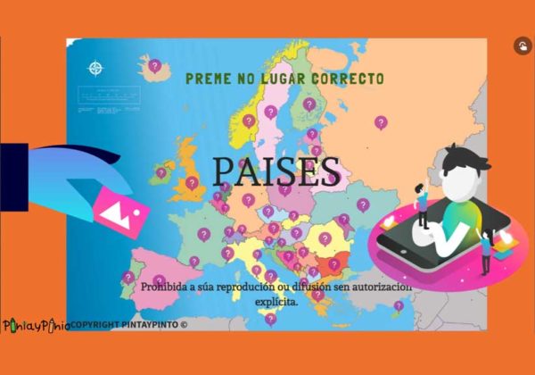 juego de identificar el país en el mapa mudo interactivo europa