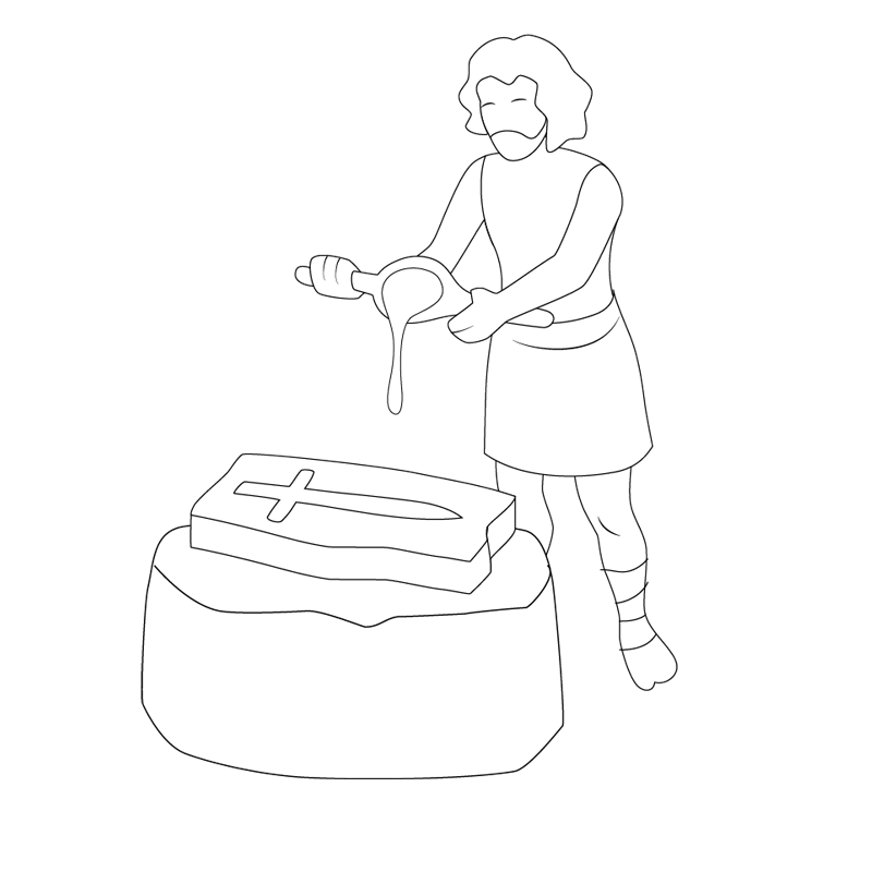 Illustration of a man forging a tool in the Iron Age.