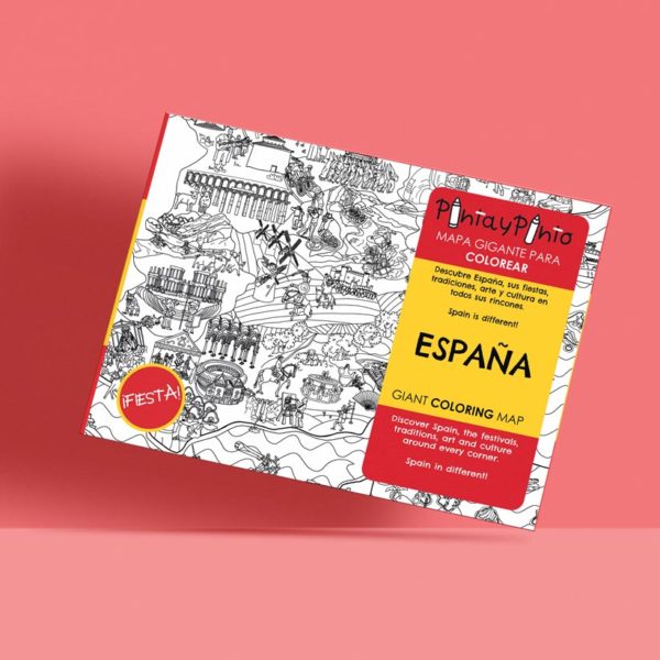 Pinta y Pinto map of Spain colouring booklet on a light red background