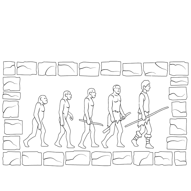 table showing the evolution of man in prehistory period.