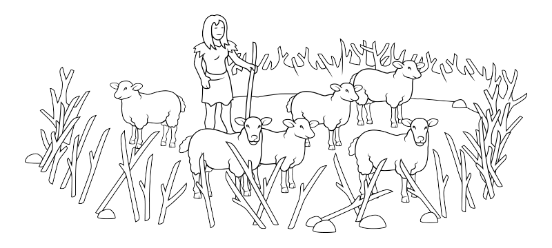 Neolithic livestock farming with sheep.