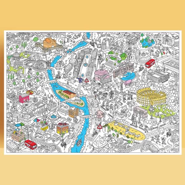 Colouring map of Rome on the wall