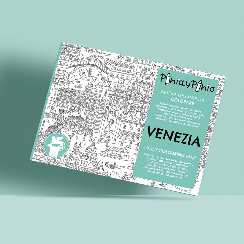 Coloring map of Venice by Pinta y Pinto over a green background