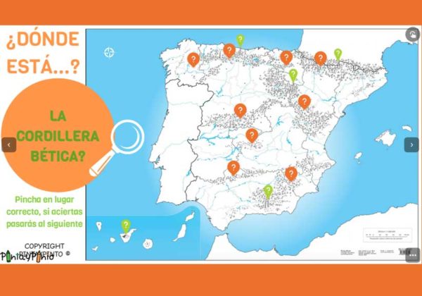 Interactive game of mountain ranges of Spain looking for the Betic mountain range