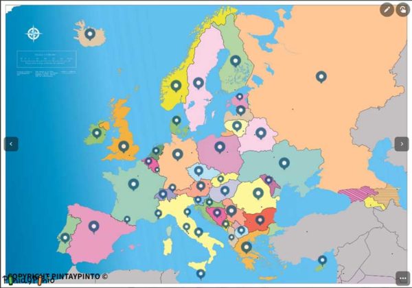 mapa interactivo de europa sobre los países y sus nombres