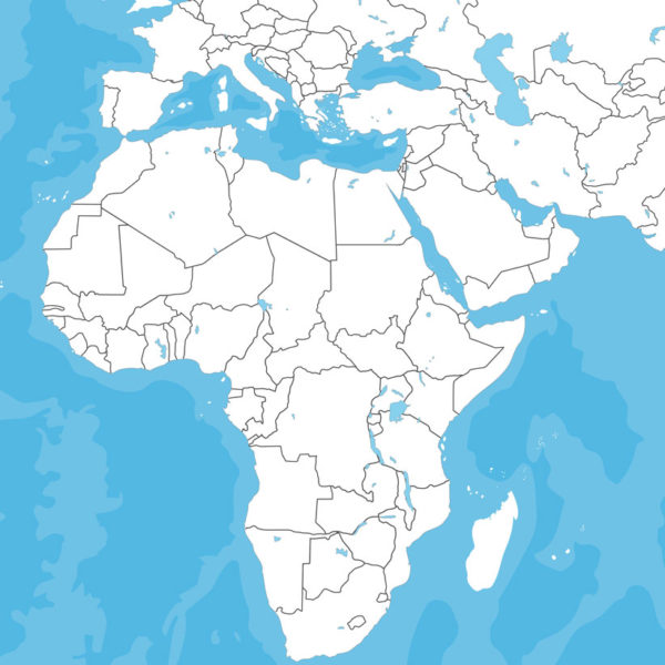 África y oriente medio con frontera de países