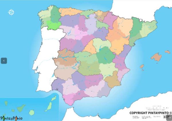 Political map of Spain with communities and provinces