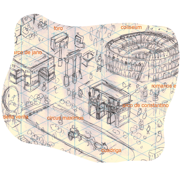 Imagen del boceta del mapa de roma para colorear de Pinta y Pinto